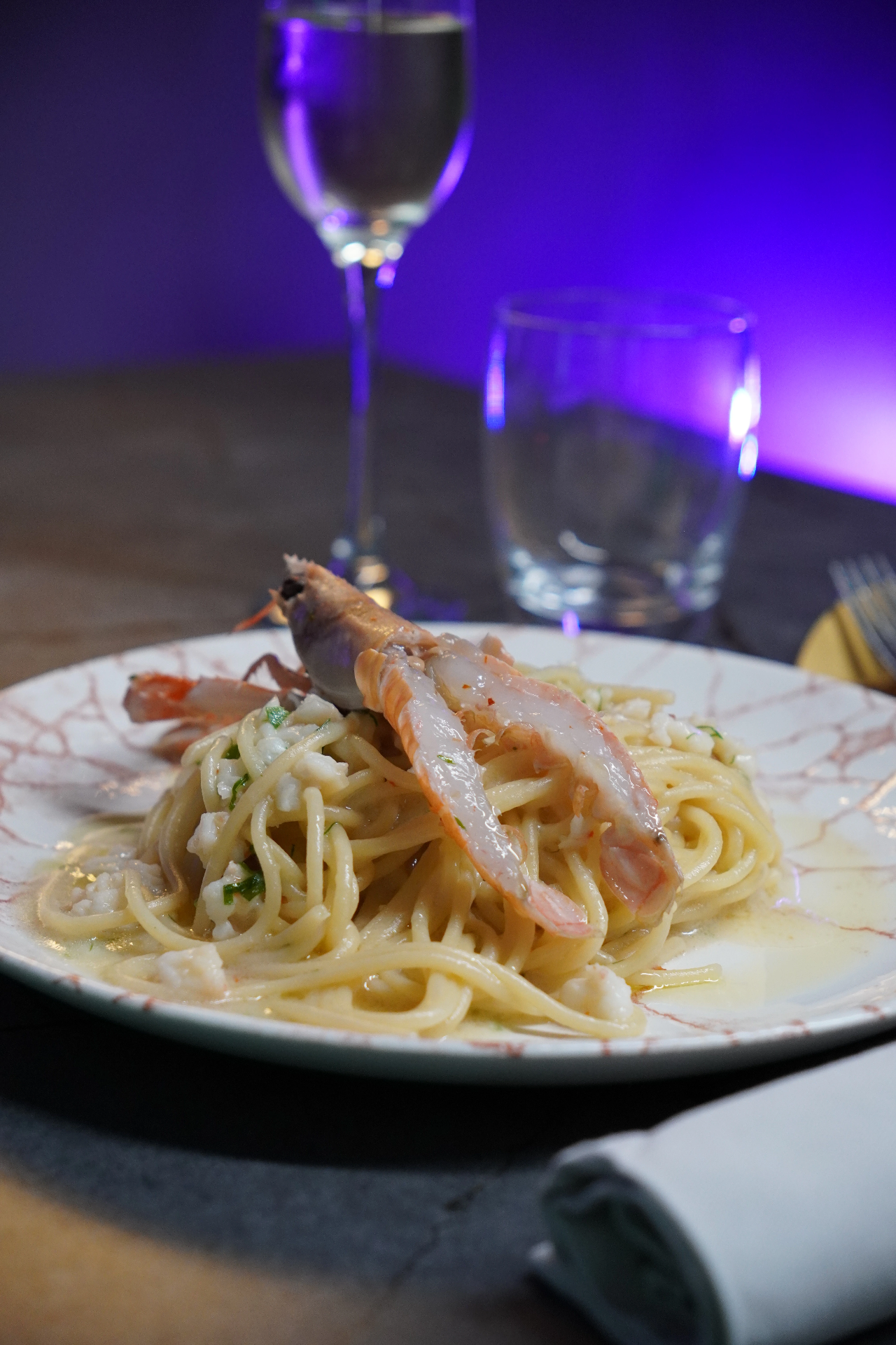 Linguine con scampi